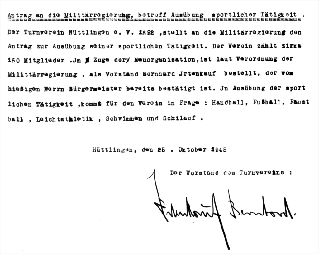 Antrag Ausübung sportlicher Tätigkeit
