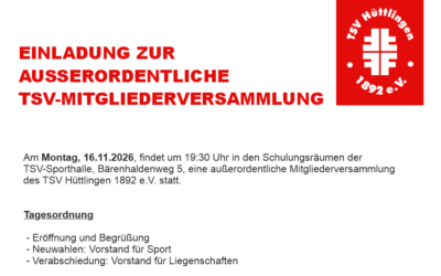 AUSSERORDENTLICHE TSV-MITGLIEDERVERSAMMLUNG